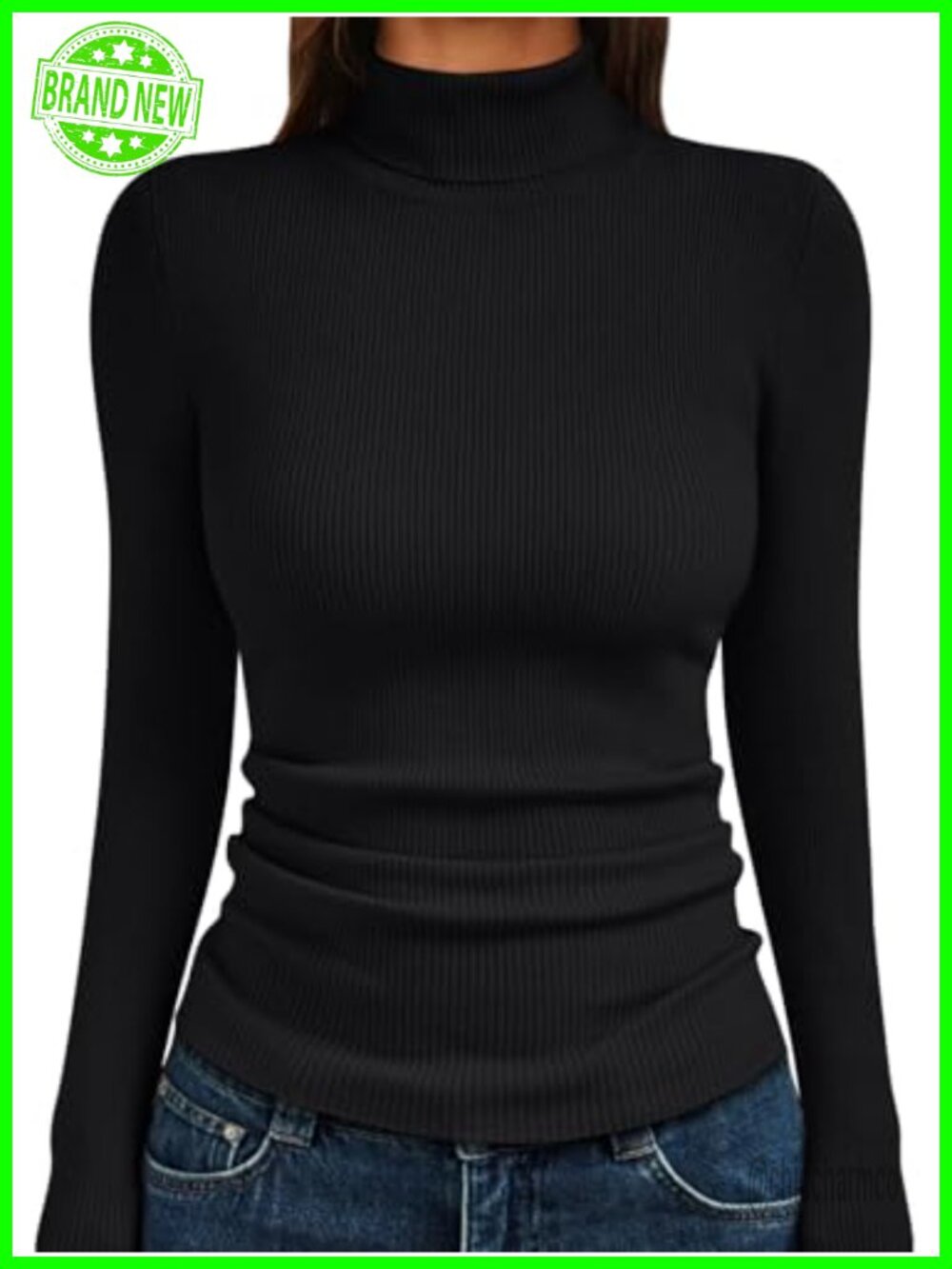 Womens Ribbed Turtleneck Long Sleeve Pullover Sweater